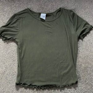 Olive green ribbed baby tee
